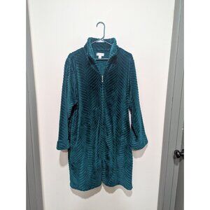 Miss Elaine XL Chevron Zip Fleece Robe Long Nightgown House Coat Thick Pockets